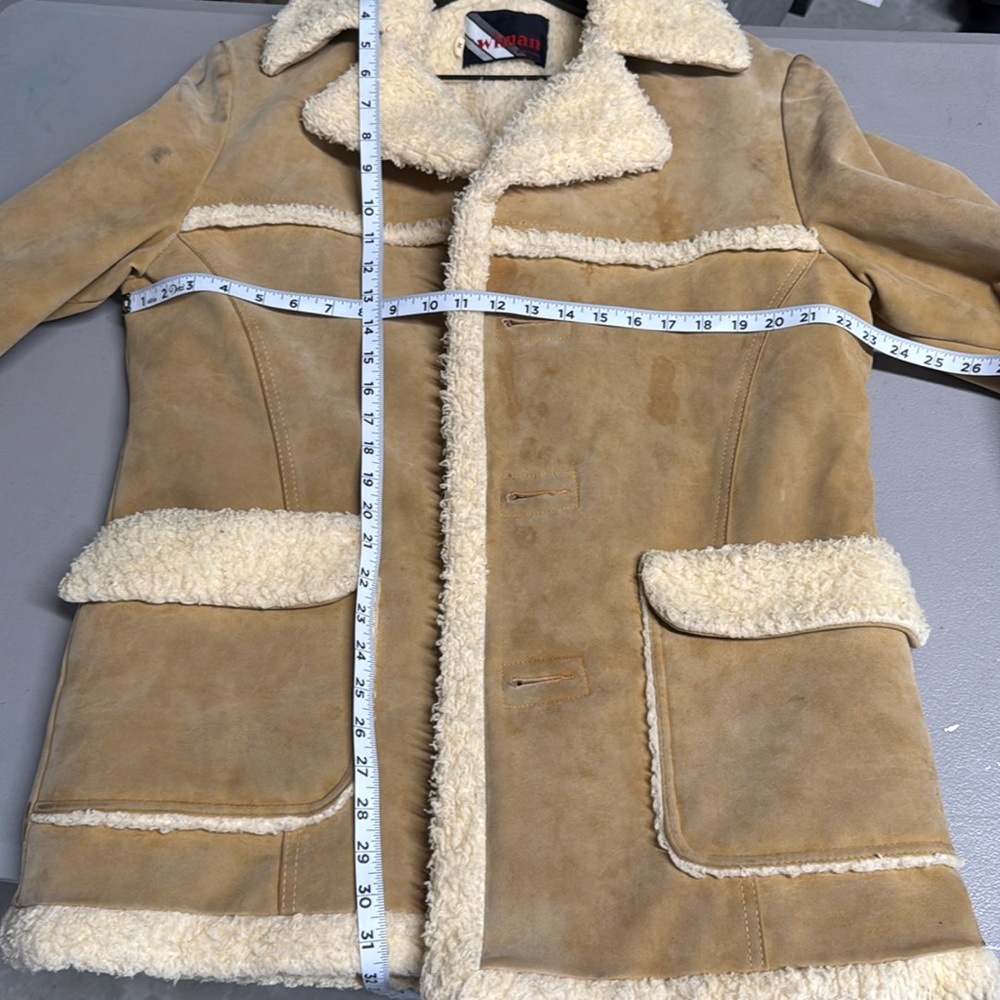 Vintage 70s Rancher Coat Mens Size medium Brown Faux Suede Shearling Ranch - Picture 8 of 8